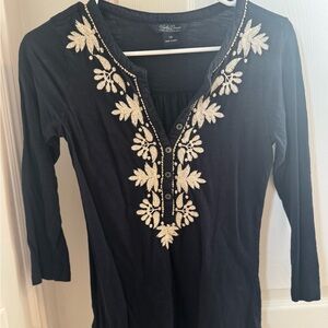 Lucky Brand Embroidered 3/4 Sleeve Top
